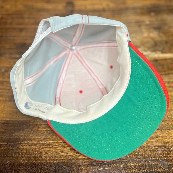 Vintage Halliburton Trucker Hat Snapback L 7 1/8 - 7 5/8 Red White Mesh USA Made - Picture 4 of 13
